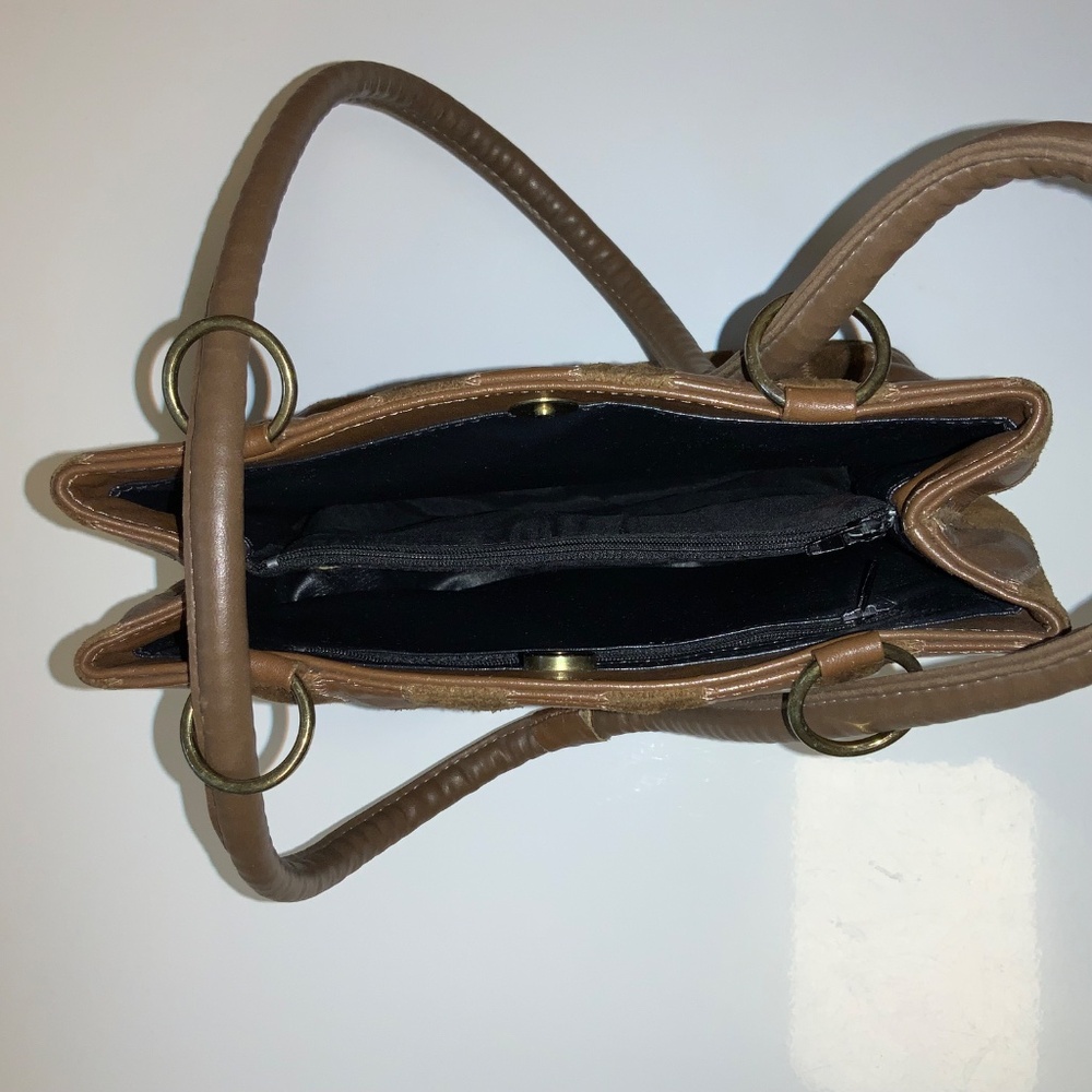 Vintage Judi Simon USA Leather & Suede Patchwork Handbag - Picture 5 of 16